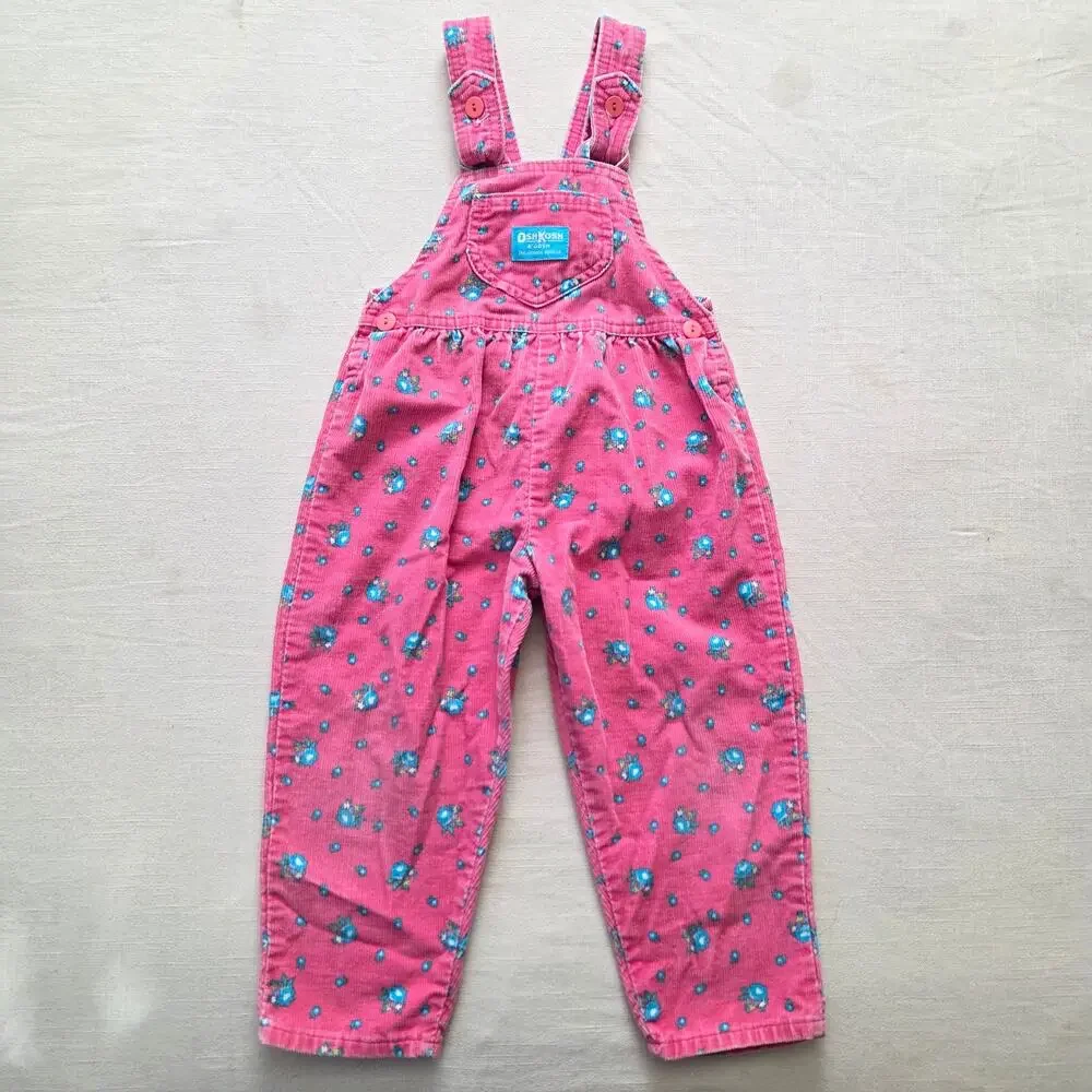 Vintage Oshkosh Floral Cord Overalls 3t